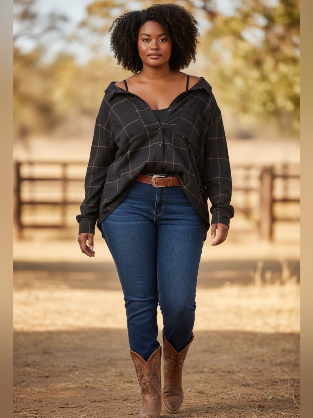 AVA & VIV Boyfriend Plaid Oversized Flannel Checkered Button Down 2X/3X Shirt